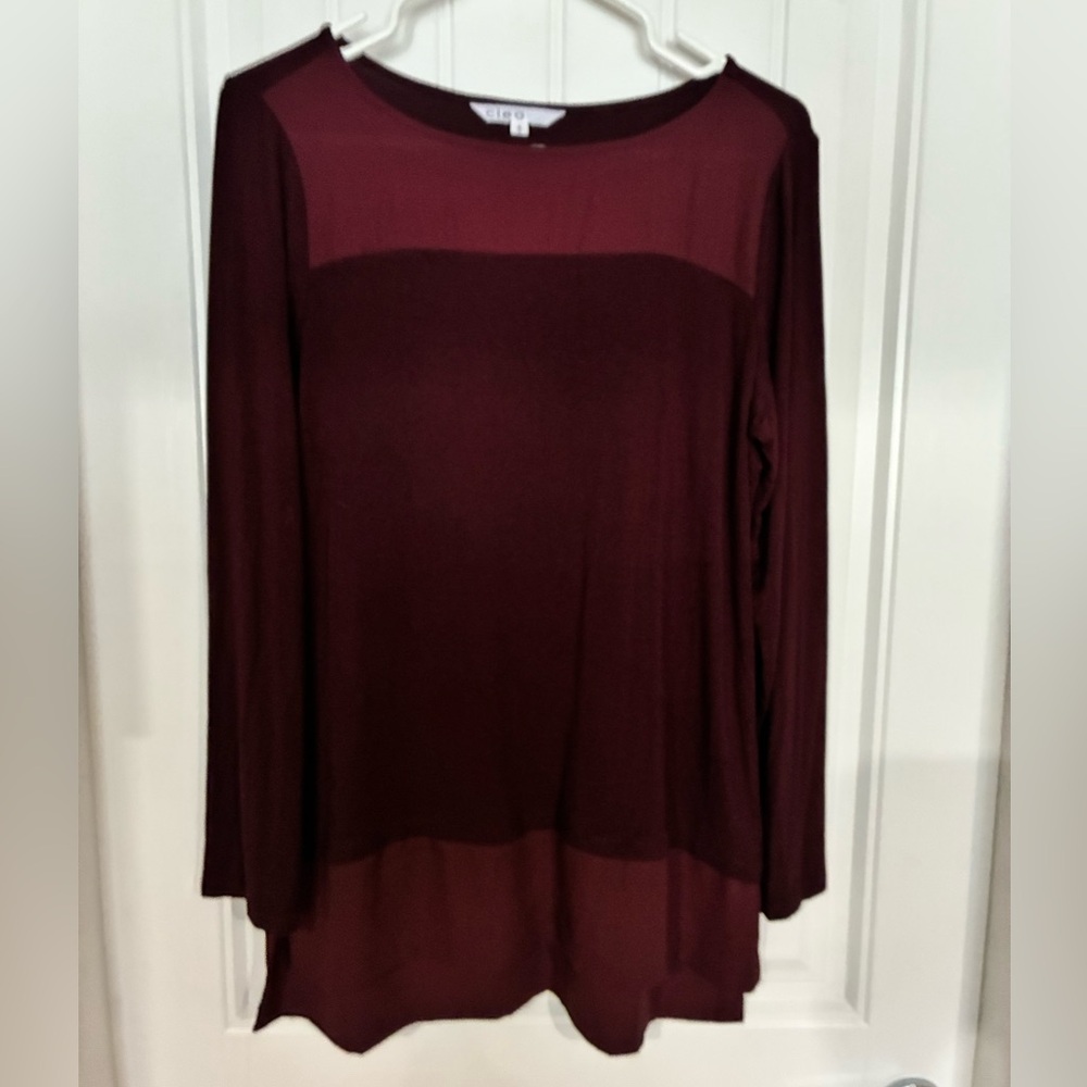 Cleo Deep Burgundy Long Sleeve Top